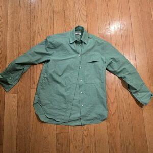 Nomia Made In USA Lagenlook Minimalist Oversized Pocket Green White Striped 2 M